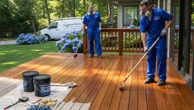 Deck staining service in Lafayette, LA by Lafayette Paint Pros for durable wood protection