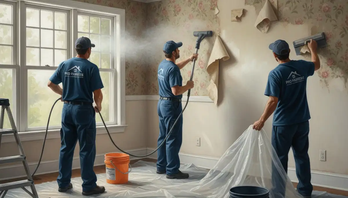Wallpaper removal service in Lafayette, LA, by Lafayette Paint Pros for smooth wall prep before painting